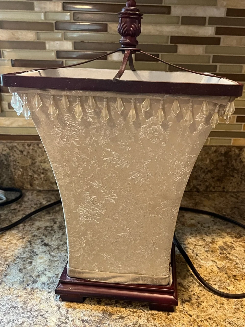 Elegant Cream Accent Table Lamp with Beaded Trim